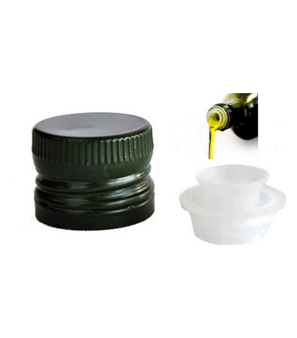 Tappo a vite pre filettato in alluminio con salvagoccia verde ⌀31,5 (100 pz)