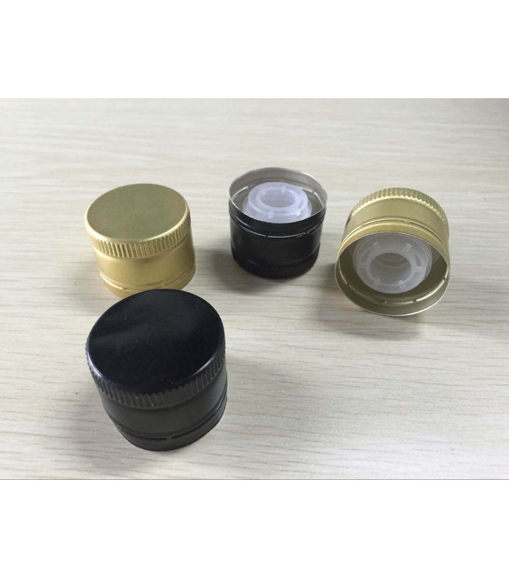 Tappo a vite in alluminio con salvagoccia nero ⌀31,5 (100 pz)