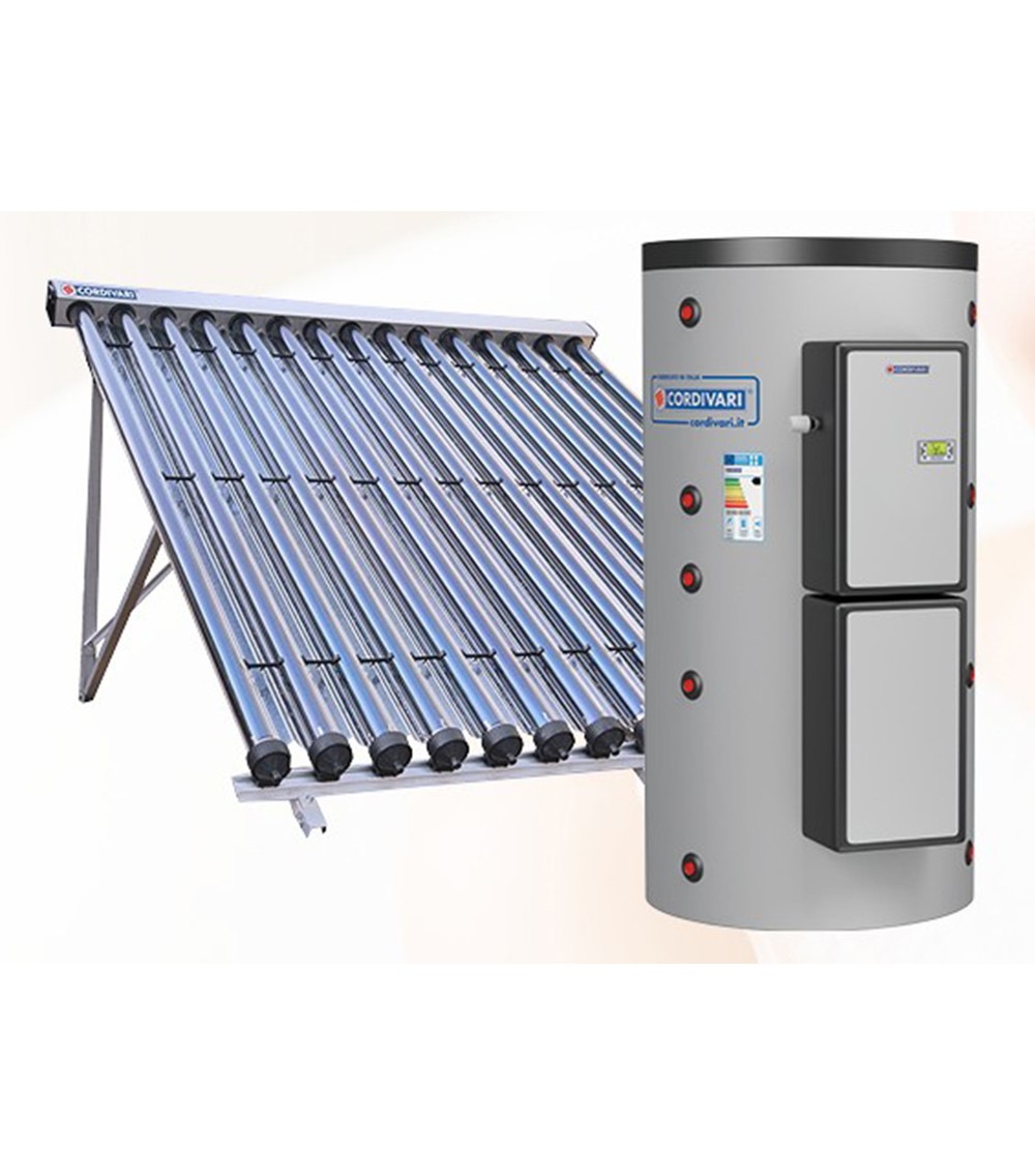 SISTEMA COMBINATO A CIRCOLAZ. FORZATA CON COLLETTORI SOTTOVUOTO E TERMOACC. A DOPPIO SCAMBIO SOLARE CVT 10 TF