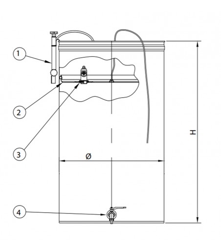 Serbatoio inox 1000 Lt. fondo piano galleggiante ad aria pneumatico