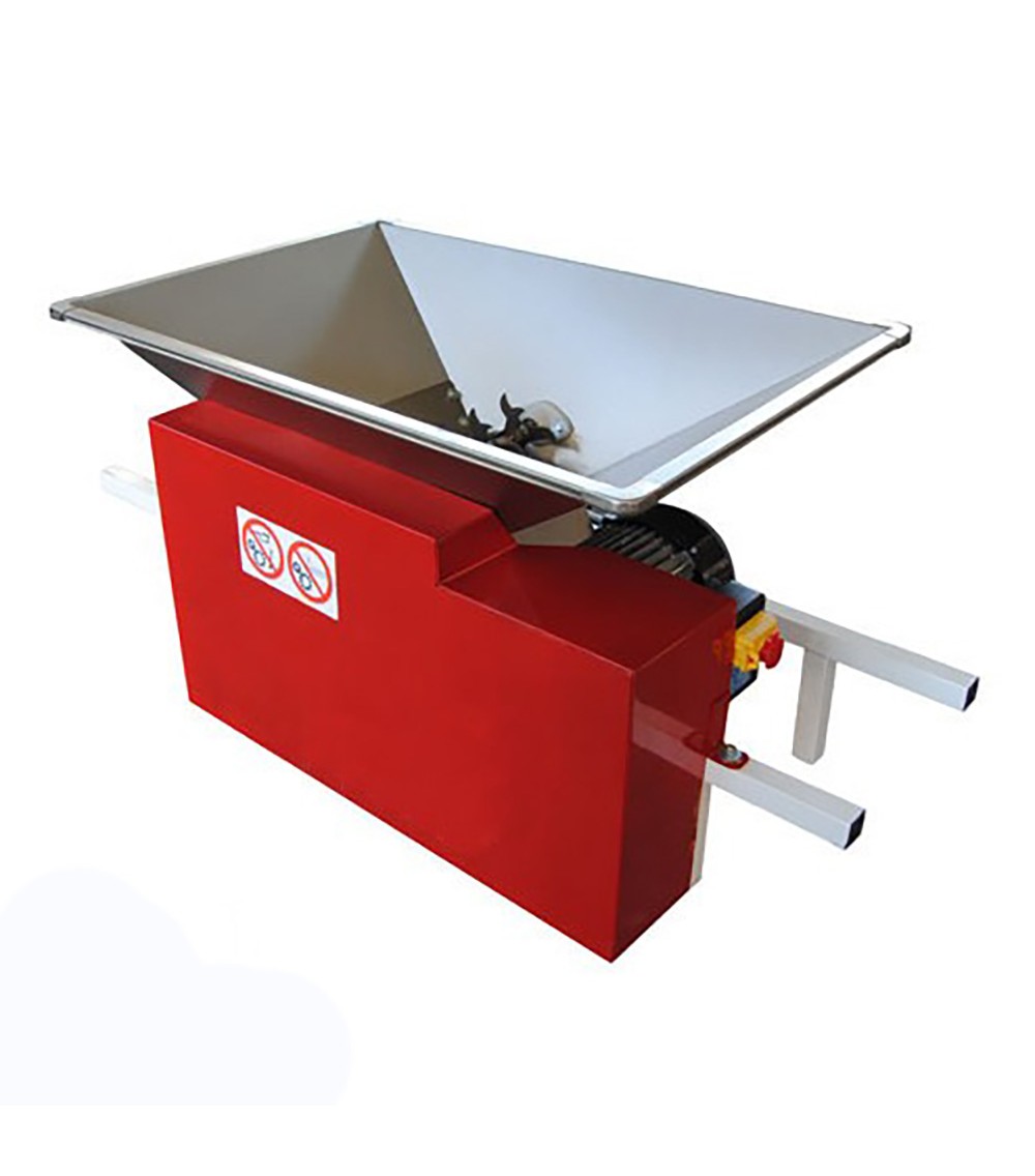 Pigiafrutta a motore in lamiera smaltata + cassonetto di sicurezza Prod. 500 - 700 Kg / h